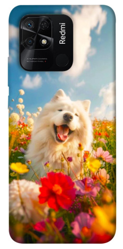 Чехол itsPrint Happy dog in flowers для Xiaomi Redmi 10C