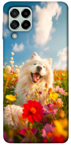 Чехол itsPrint Happy dog in flowers для Samsung Galaxy M53 5G