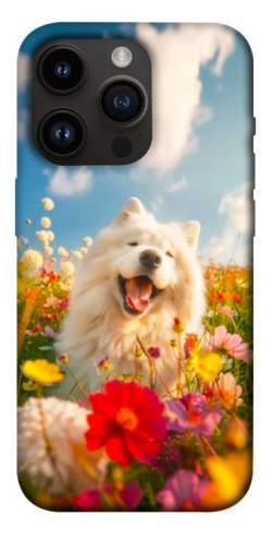 Чехол itsPrint Happy dog in flowers для Apple iPhone 14 Pro (6.1")