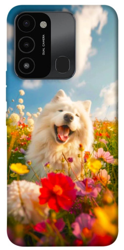 Чохол itsPrint Happy dog in flowers для TECNO Spark 8C