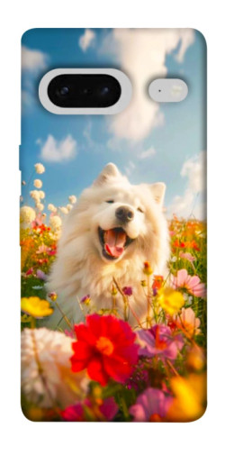 Чехол itsPrint Happy dog in flowers для Google Pixel 7