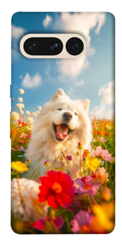 Чехол itsPrint Happy dog in flowers для Google Pixel 7 Pro