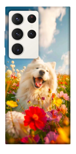 Чехол itsPrint Happy dog in flowers для Samsung Galaxy S23 Ultra