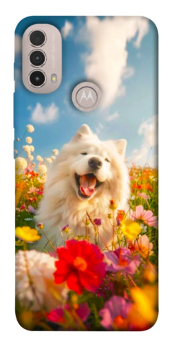 Чехол itsPrint Happy dog in flowers для Motorola Moto E40
