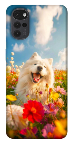Чехол itsPrint Happy dog in flowers для Motorola Moto G22