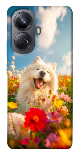 Чехол itsPrint Happy dog in flowers для Realme 10 Pro+