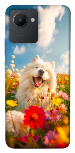 Чехол itsPrint Happy dog in flowers для Realme C30s
