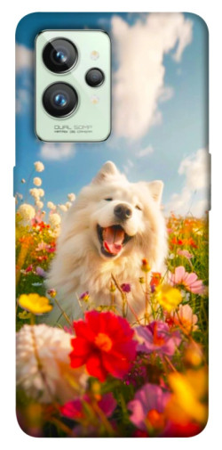 Чехол itsPrint Happy dog in flowers для Realme GT2