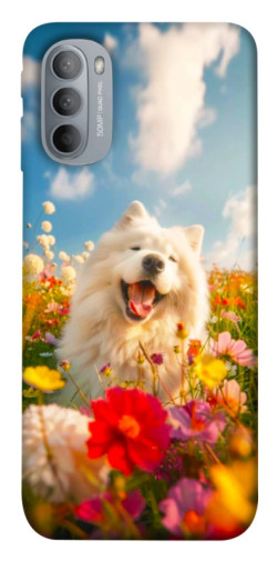 Чехол itsPrint Happy dog in flowers для Motorola Moto G31