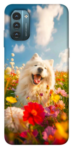 Чехол itsPrint Happy dog in flowers для Nokia G21