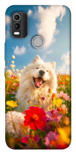 Чехол itsPrint Happy dog in flowers для Nokia C21 Plus