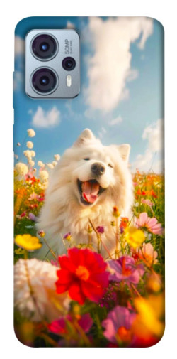Чехол itsPrint Happy dog in flowers для Motorola Moto G23