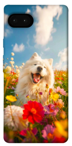 Чехол itsPrint Happy dog in flowers для Google Pixel 7a