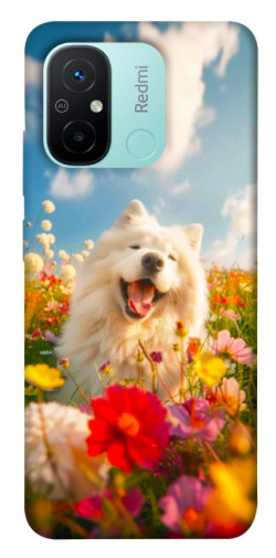 Чехол itsPrint Happy dog in flowers для Xiaomi Redmi 12C