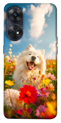 Чехол itsPrint Happy dog in flowers для Oppo Reno 8 T 4G