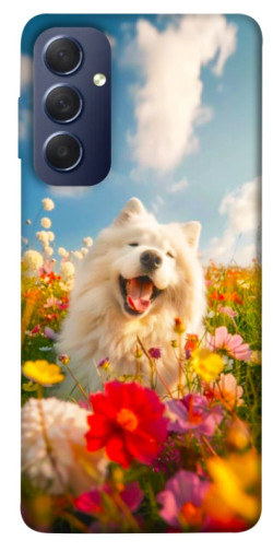 Чехол itsPrint Happy dog in flowers для Samsung Galaxy M54 5G