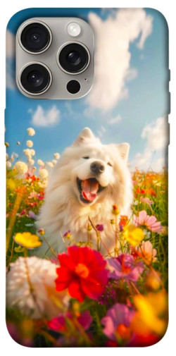 Чехол itsPrint Happy dog in flowers для Apple iPhone 15 Pro Max (6.7")