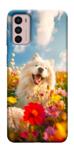 Чохол itsPrint Happy dog in flowers для Motorola Moto G42