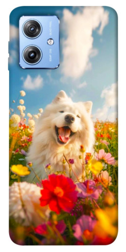 Чохол itsPrint Happy dog in flowers для Motorola Moto G84