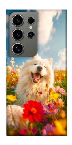 Чохол itsPrint Happy dog in flowers для Samsung Galaxy S24 Ultra
