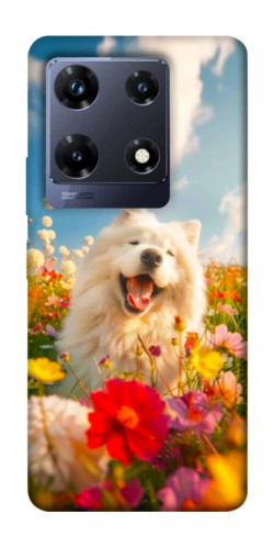 Чехол itsPrint Happy dog in flowers для Infinix Note 30 Pro