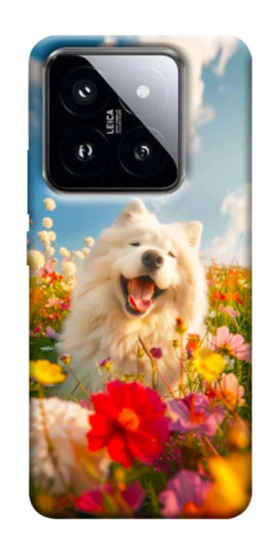 Чохол itsPrint Happy dog in flowers для Xiaomi 14 Pro
