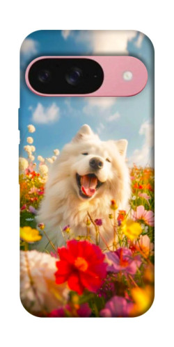 Чехол itsPrint Happy dog in flowers для Google Pixel 9