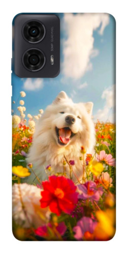 Чохол itsPrint Happy dog in flowers для Motorola Moto G24