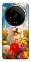 Чехол itsPrint Happy dog in flowers для Xiaomi 14 Ultra