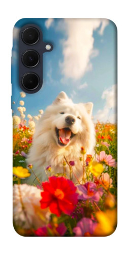 Чохол itsPrint Happy dog in flowers для Samsung Galaxy A35