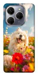 Чехол itsPrint Happy dog in flowers для TECNO Spark 20 Pro