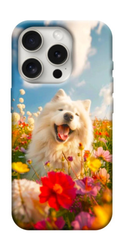 Чехол itsPrint Happy dog in flowers для Apple iPhone 16 Pro Max (6.9")