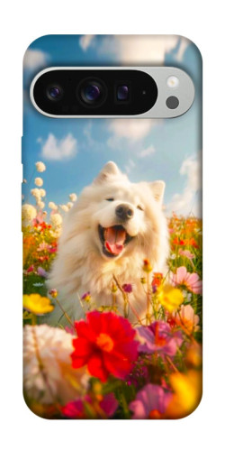 Чехол itsPrint Happy dog in flowers для Google Pixel 9 Pro XL