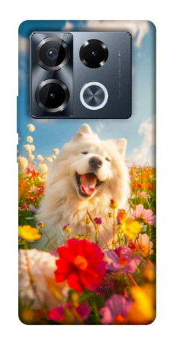 Чехол itsPrint Happy dog in flowers для Infinix Note 40 Pro 4G