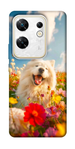 Чехол itsPrint Happy dog in flowers для Infinix Zero 30 4G