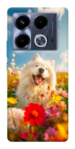 Чехол itsPrint Happy dog in flowers для Infinix Note 40 4G