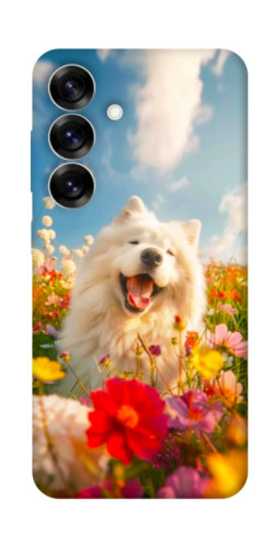 Чохол itsPrint Happy dog in flowers для Samsung Galaxy S25