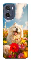 Чехол itsPrint Happy dog in flowers для Motorola Moto G05