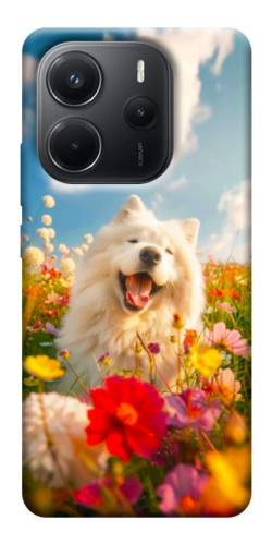 Чехол itsPrint Happy dog in flowers для Xiaomi Redmi Note 14 4G (Europe version)