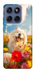 Чехол itsPrint Happy dog in flowers для Motorola Edge 60 Fusion