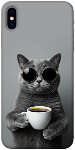 Чехол itsPrint Grey cat coffee для Apple iPhone X (5.8")