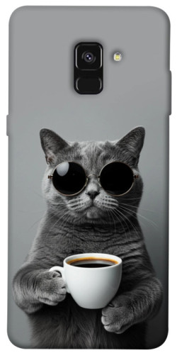 Чохол itsPrint Grey cat coffee для Samsung A530 Galaxy A8 (2018)