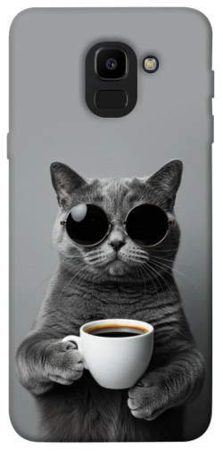 Чехол itsPrint Grey cat coffee для Samsung J600F Galaxy J6 (2018)