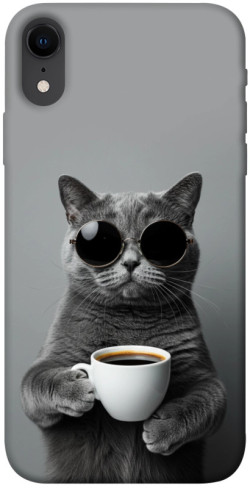 Чехол itsPrint Grey cat coffee для Apple iPhone XR (6.1")