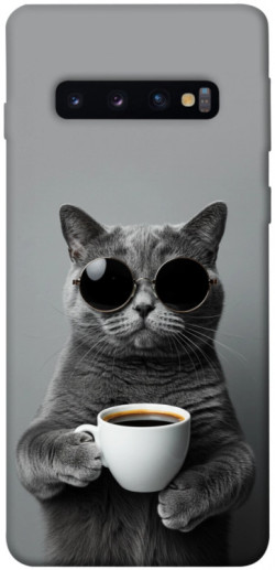 Чехол itsPrint Grey cat coffee для Samsung Galaxy S10