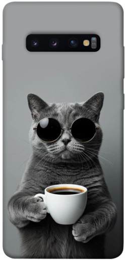 Чехол itsPrint Grey cat coffee для Samsung Galaxy S10+