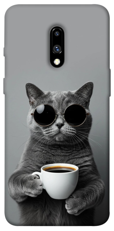 Чехол itsPrint Grey cat coffee для OnePlus 7, животные, купить оптом с доставкой