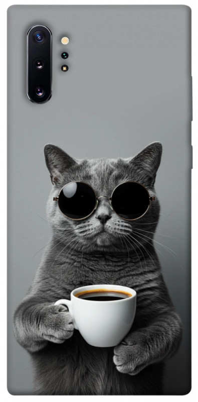 Чехол itsPrint Grey cat coffee для Samsung Galaxy Note 10 Plus, животные, купить оптом с доставкой