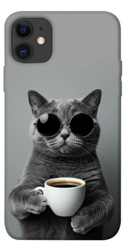 Чехол itsPrint Grey cat coffee для Apple iPhone 11 (6.1")