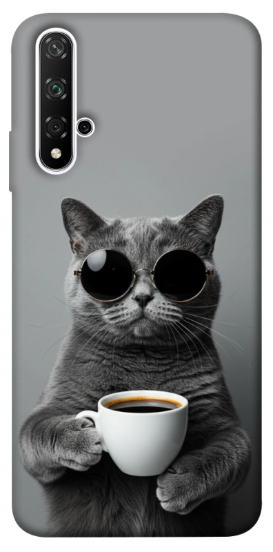 Чехол itsPrint Grey cat coffee для Huawei Honor 20 / Nova 5T, животные, купить оптом с доставкой